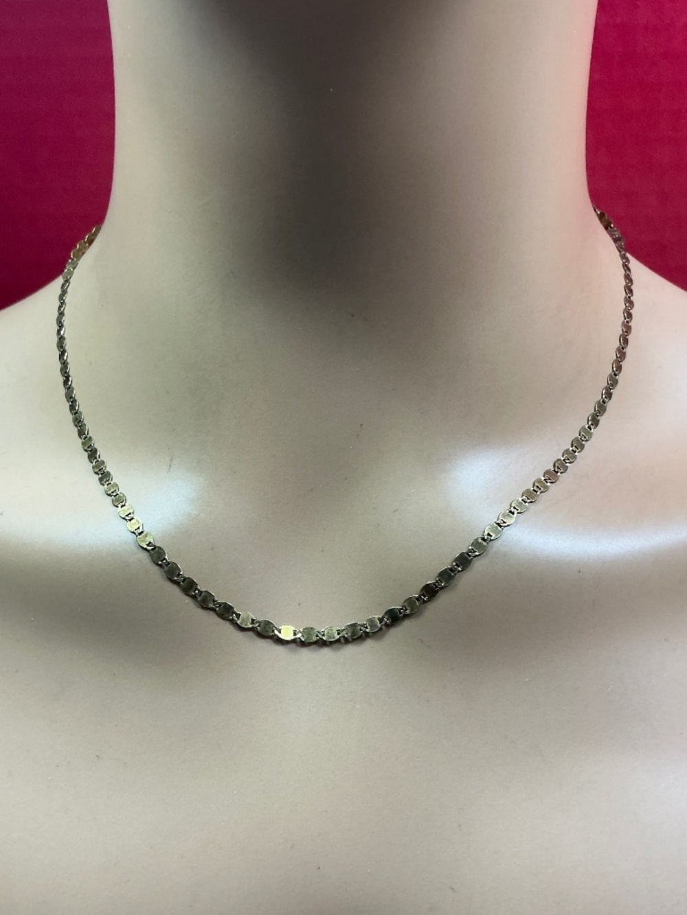 LIRM Sterling Silver Gold Color Mirror Link Chain / Necklace. 18 inches long